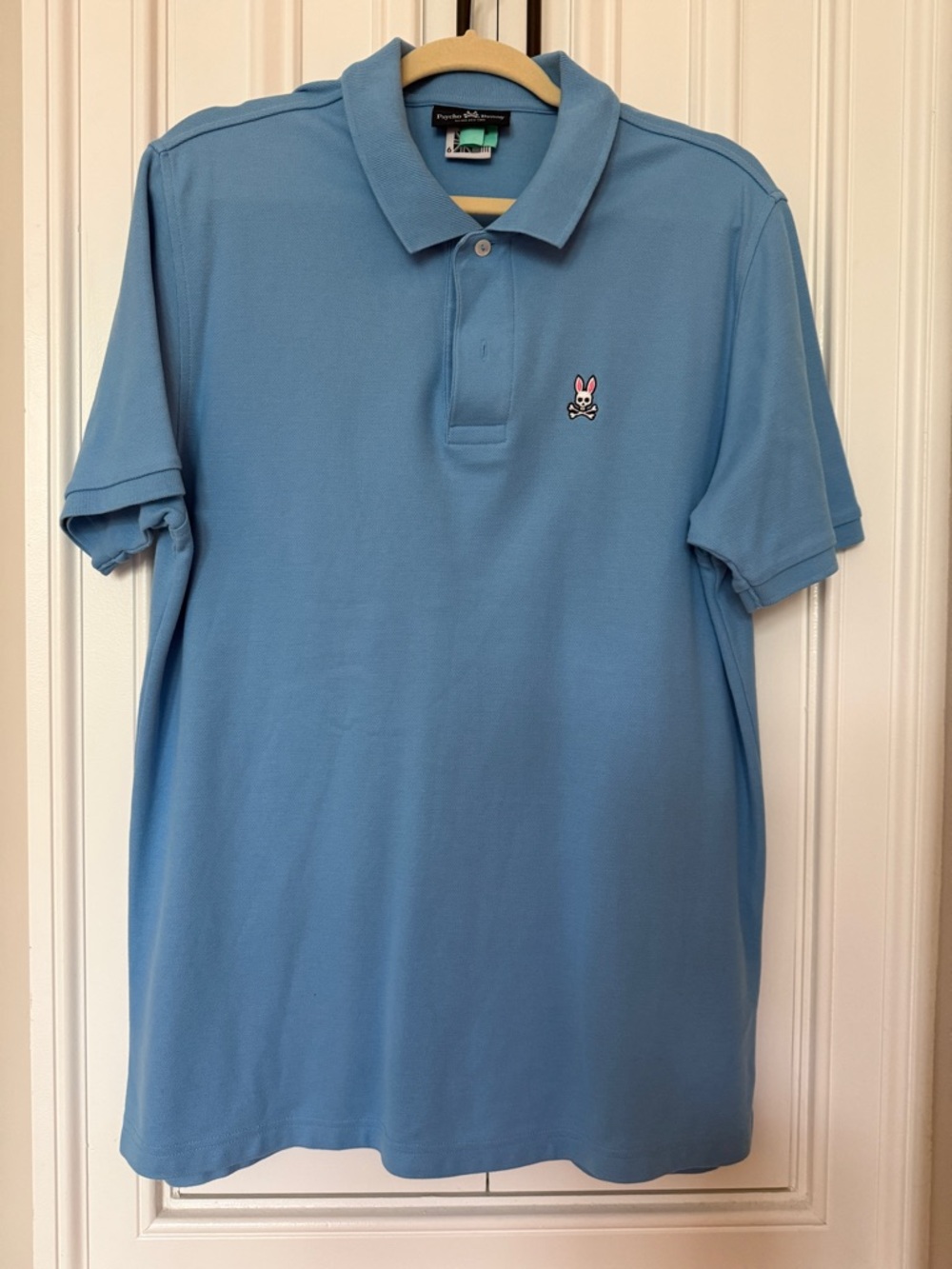 Psycho Bunny Light Blue Short Sleeve Polo with Embroidered Bunny Logo